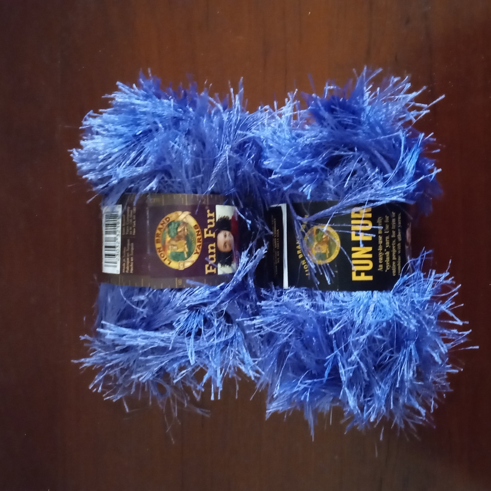 2 Skeins Violet Lion Brand Fun Fur Yarn (different dye lots)